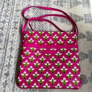 Vera Bradley Pink  Green and White Tulip Print Crossbody Bag